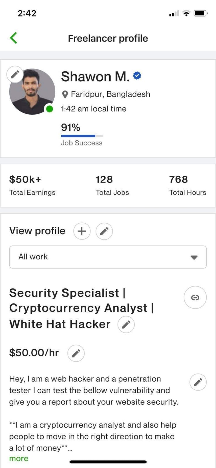 Upwork Profile 50K